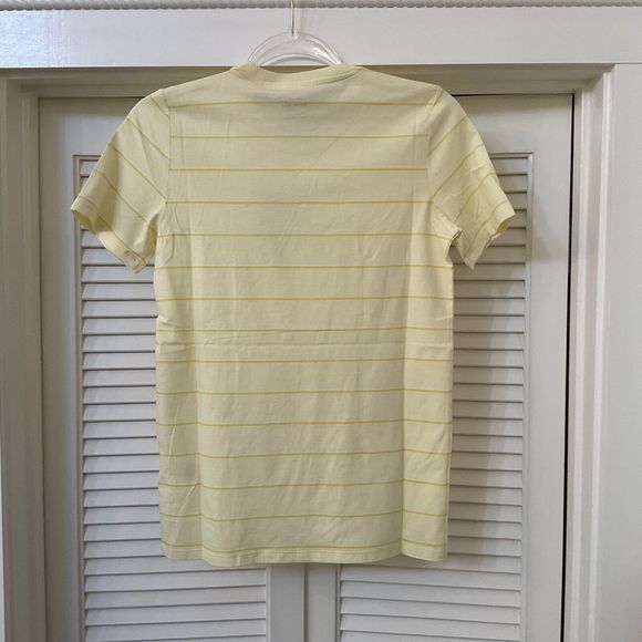 Everlane Yellow Striped Short Sleeve Cotton Crew Neck T Shirt, Size S NWT - Picture 10 of 11